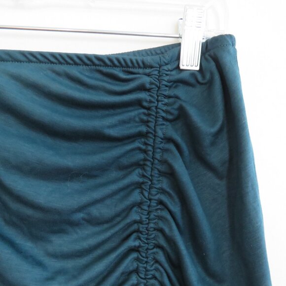 BY ANTHROPOLOGIE Ruched Knit Midi Skirt in Navy Teal Green Stretch - Size M NWT - Picture 4 of 12